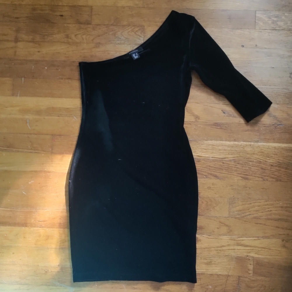 Velvet/suede feel bodycon tight LBD